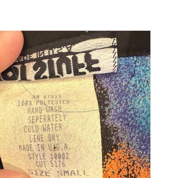 VTG Hot stuff Y2K small black floral tie crop women blouse Fairycore whimsygoth - Picture 7 of 8